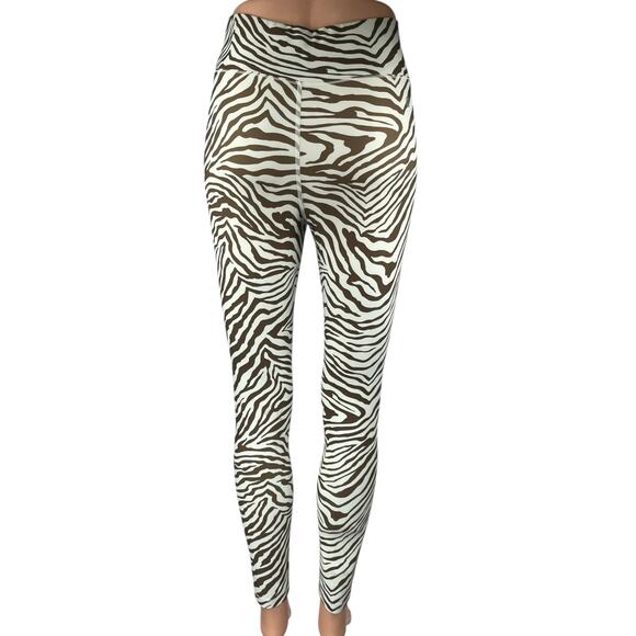 All Access White Black High Waist Zebra Print Skinny Yoga Gym Leggings Pants S - Picture 3 of 4